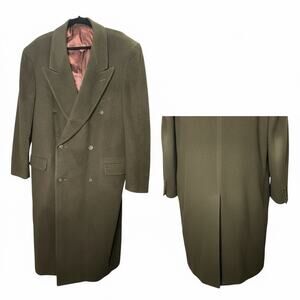 Evan-Picone Men’s Wool Trench Overcoat Double Breasted Forest Green XL